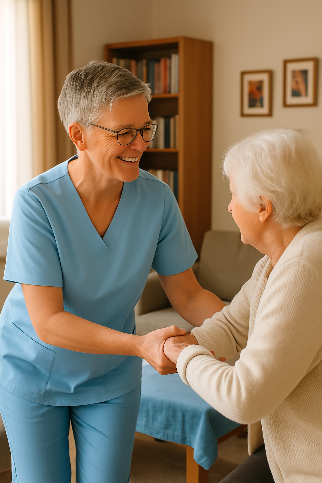 Barbara Bierling bei der einfühlsamen Pflege - Hände, die sich halten